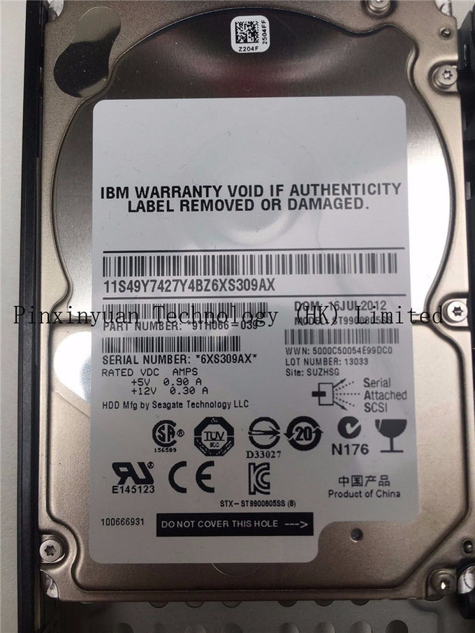 IBM 900GB 6Gb/s 10K 2.5" V7000를 위한 SAS HDD 하드드라이브 00L4568 00L4680